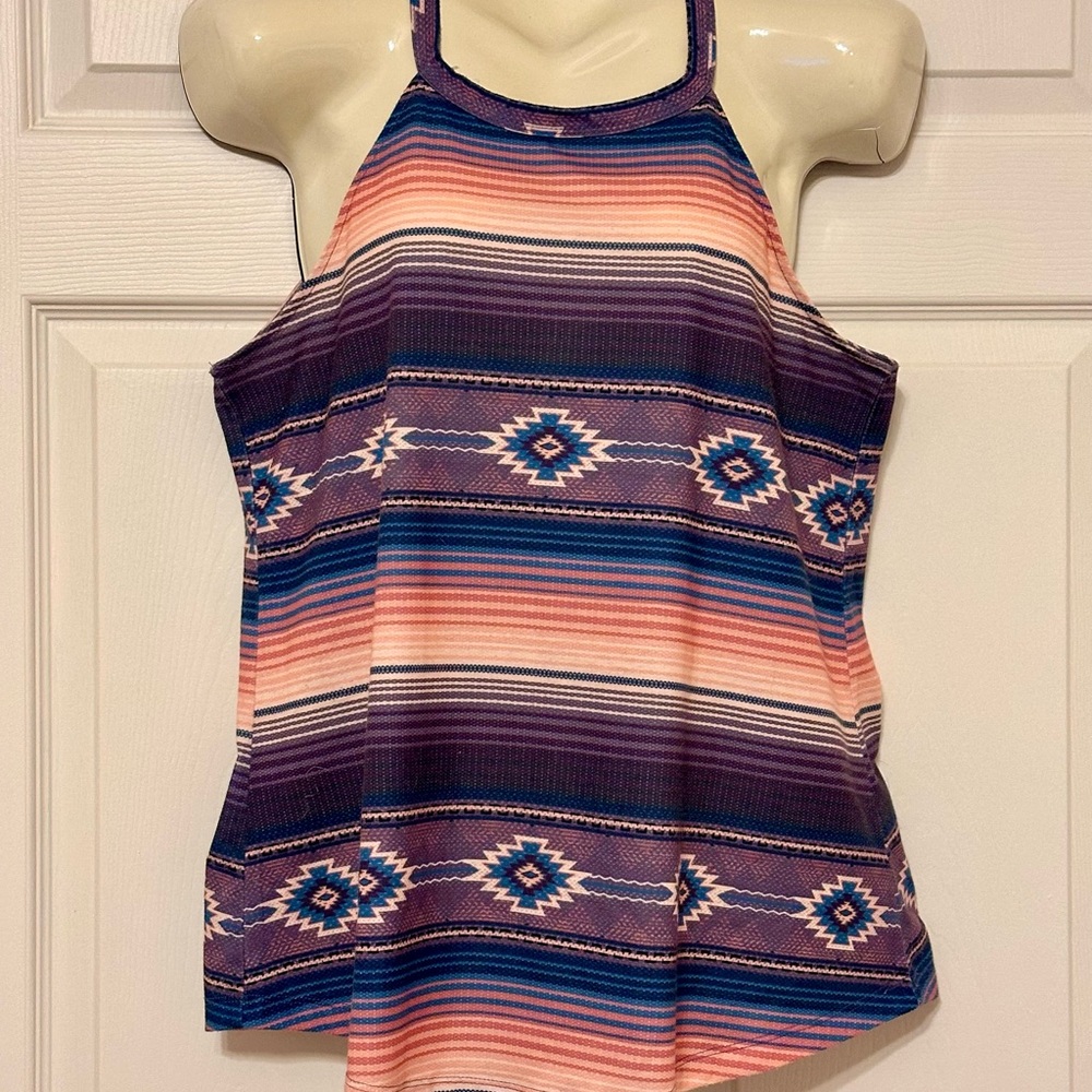 Vibrant Striped Aztec Tank Top